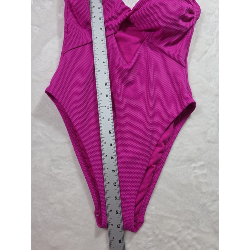 NWT Shade & Shore Pink One Piece Swimsuit Textured High Leg Size S 4-6 - Picture 10 of 12